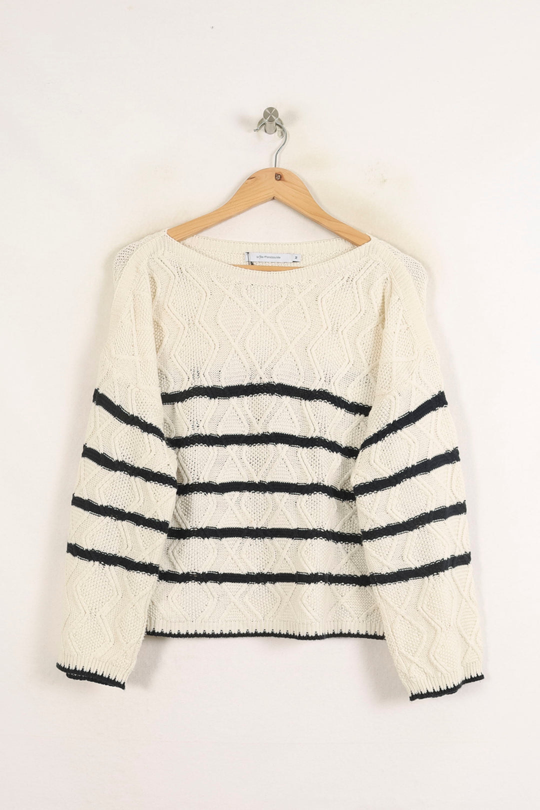 Pull Écru et Noir - Taille M/38 de la marque La Fée Maraboutée | PARAD73987 - Vendu par Paradigme - Image 2