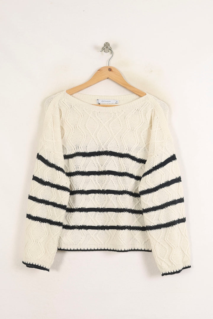 Pull Écru et Noir - Taille M/38 de la marque La Fée Maraboutée | PARAD73987 - Vendu par Paradigme - Image 2