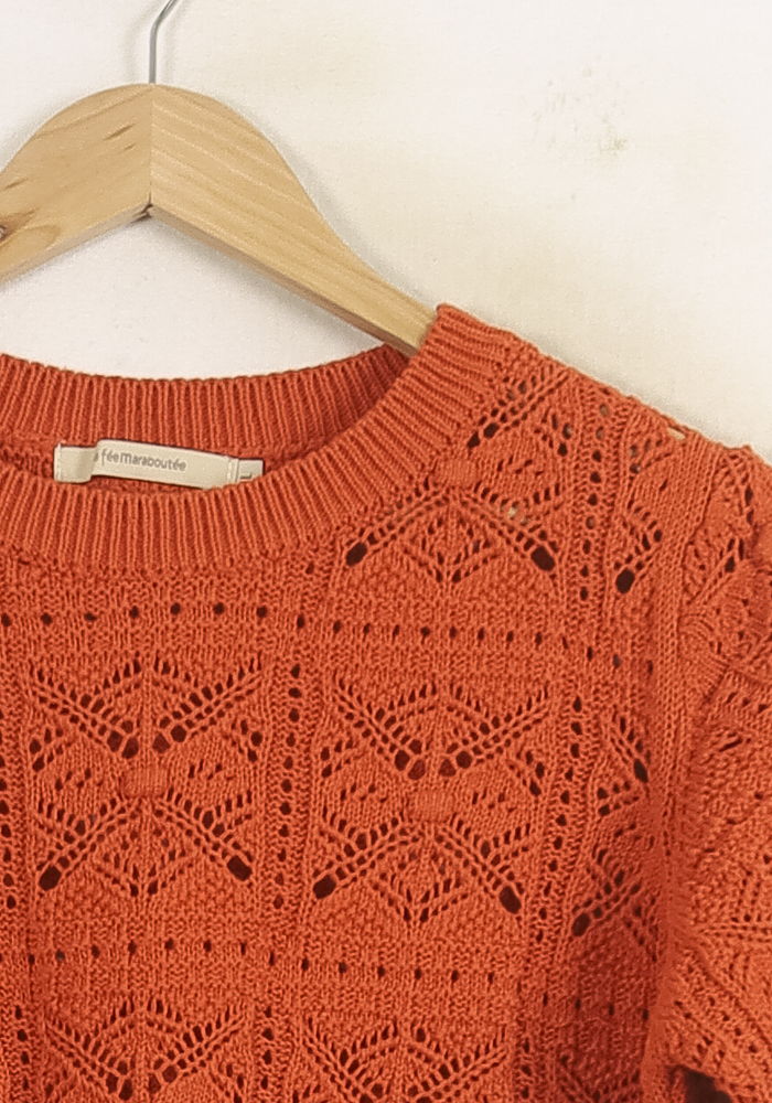 Pull Orange - Taille L/40 de la marque La Fée Maraboutée | PARAD75002 - Vendu par Paradigme - Image 3