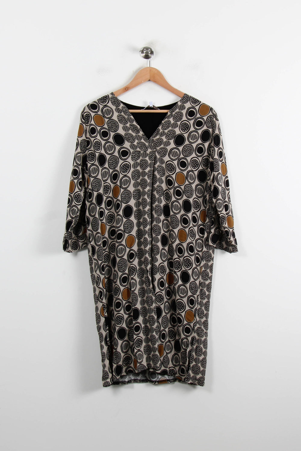 Robe Droite Noire et Marron - Taille L/40 de la marque La Fée Maraboutée | PARAD75010 - Vendu par Paradigme - Image 2