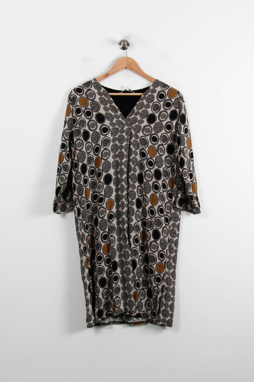 Robe Droite Noire et Marron - Taille L/40 de la marque La Fée Maraboutée | PARAD75010 - Vendu par Paradigme - Image 2