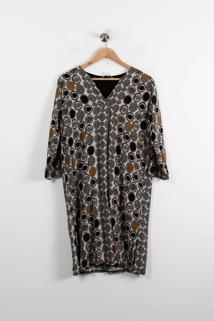 Robe Droite Noire et Marron - Taille L/40 de la marque La Fée Maraboutée | PARAD75010 - Vendu par Paradigme - Image 2