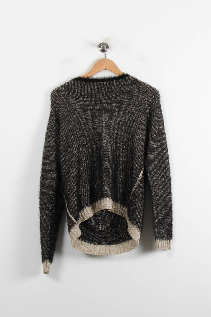 Pull Noir et Doré - Taille L/40 de la marque La Fée Maraboutée | PARAD75021 - Vendu par Paradigme - Image 4
