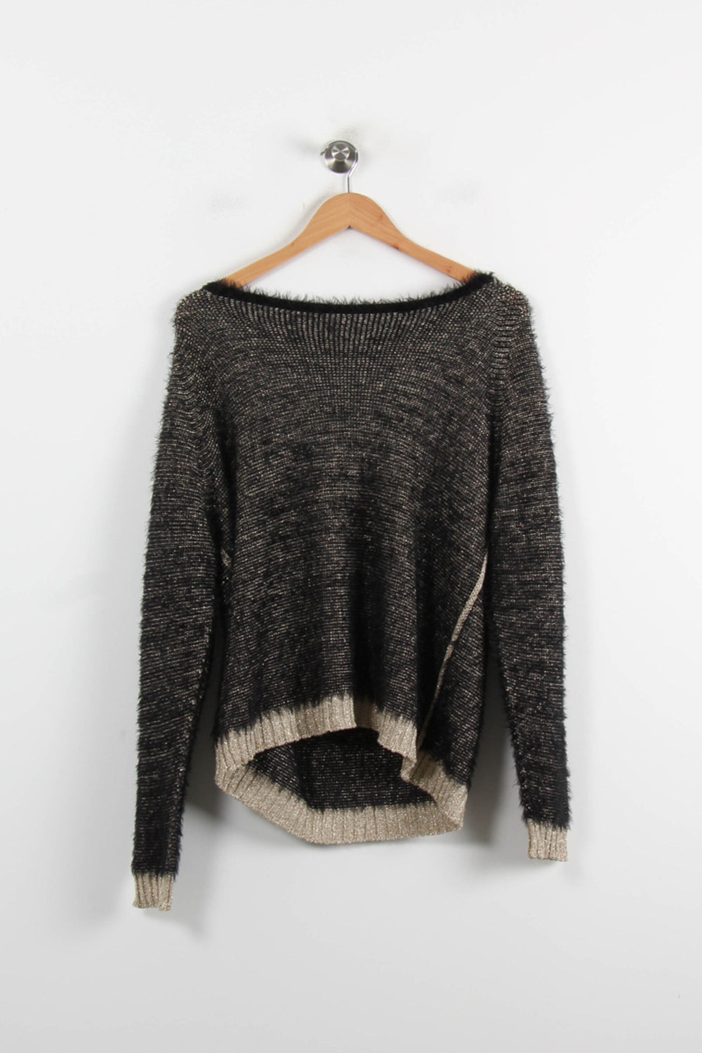 Pull Noir et Doré - Taille L/40 de la marque La Fée Maraboutée | PARAD75021 - Vendu par Paradigme - Image 2