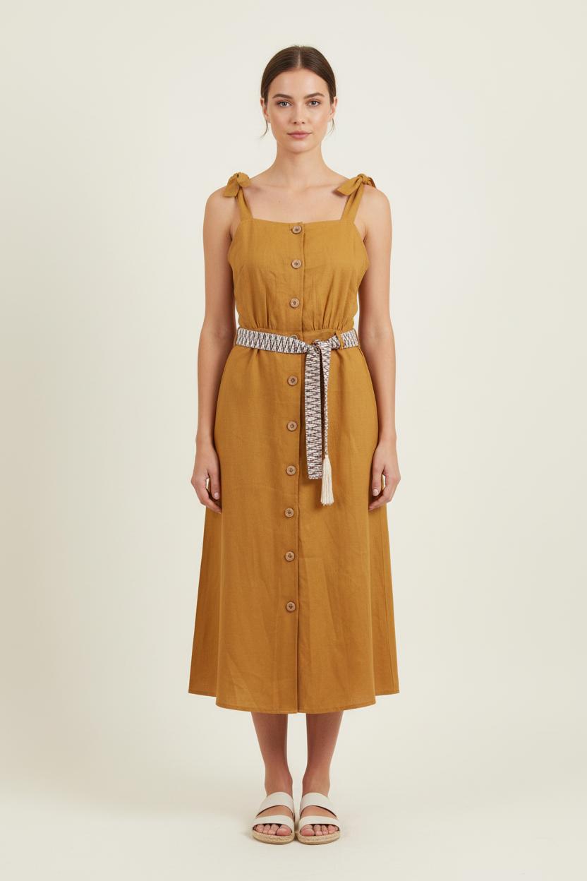 Robe Midi Marron - Taille M/38 de la marque La Française | PARAD75031 - Vendu par Paradigme - Image 1