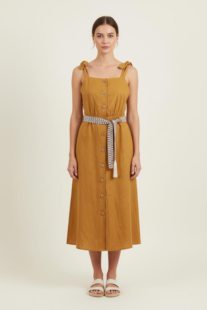 Robe Midi Marron - Taille M/38 de la marque La Française | PARAD75031 - Vendu par Paradigme - Image 1