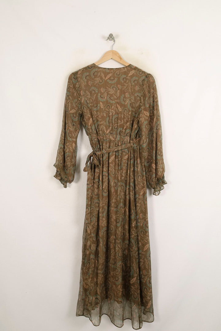Robe Portefeuille Marron et Vert - Taille S/36 de la marque Louise Misha | PARAD75053 - Vendu par Paradigme - Image 4