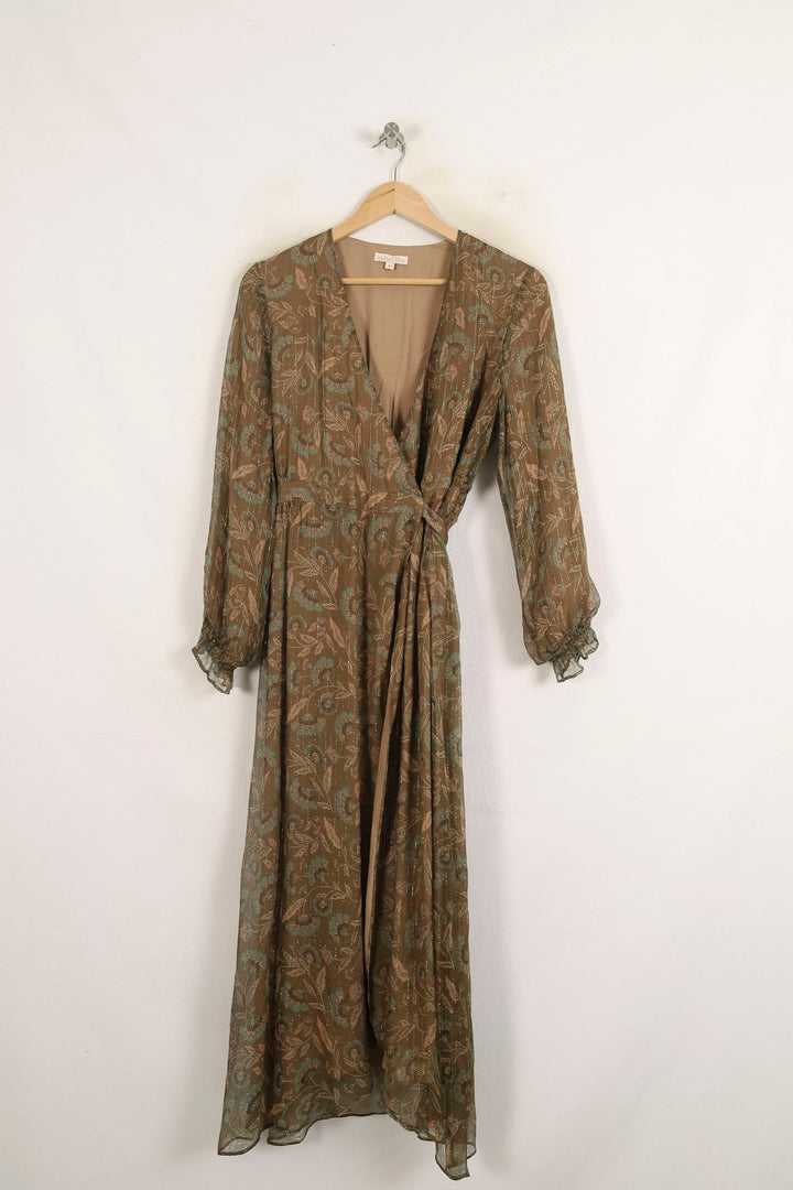 Robe Portefeuille Marron et Vert - Taille S/36 de la marque Louise Misha | PARAD75053 - Vendu par Paradigme - Image 2