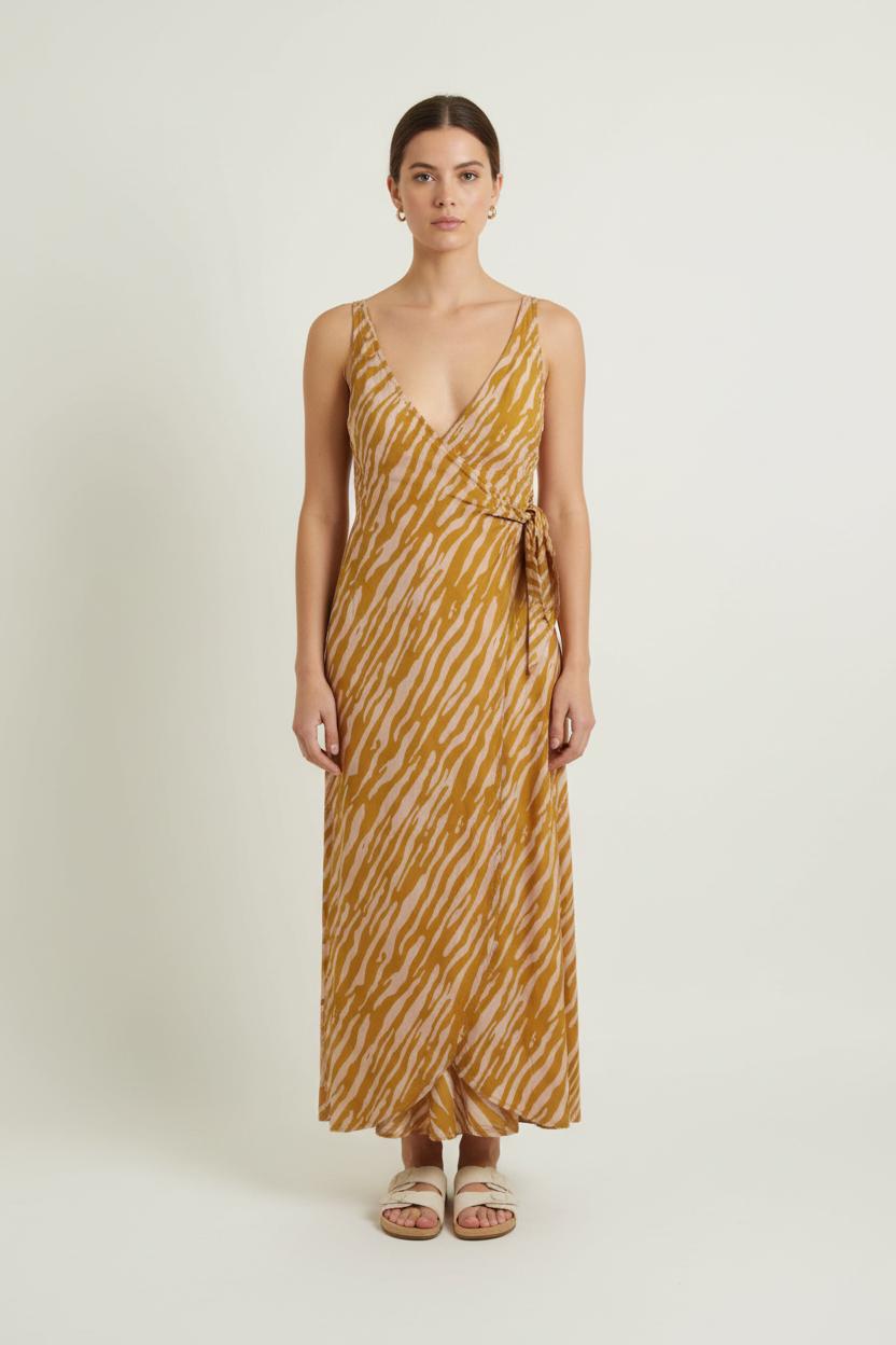 Robe Longue Orange et Beige - Taille S/36 de la marque Louise Misha | PARAD75059 - Vendu par Paradigme - Image 1