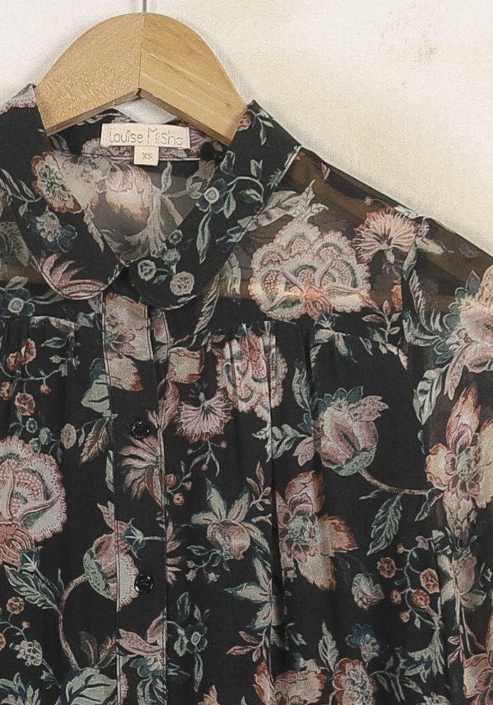 Blouse Noire et Fleurie - Taille XS/34 de la marque Louise Misha | PARAD75061 - Vendu par Paradigme - Image 3
