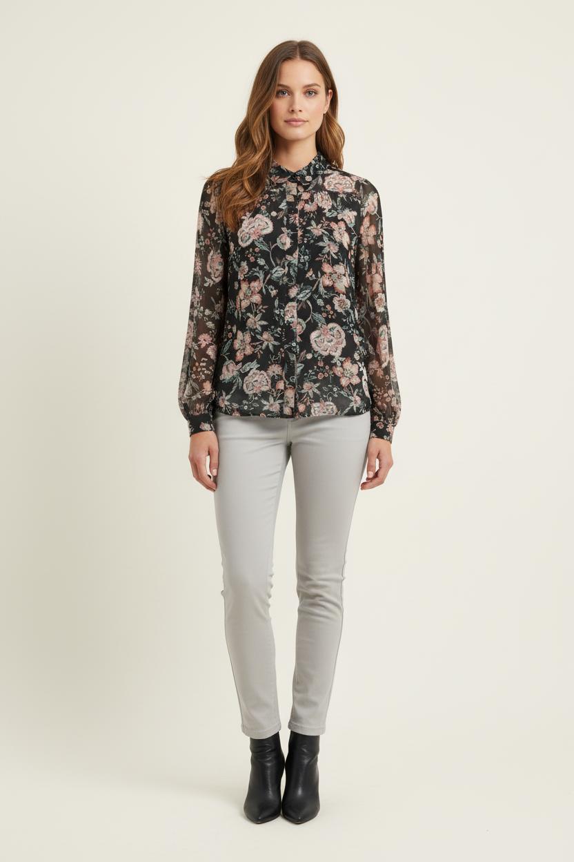 Blouse Noire et Fleurie - Taille XS/34 de la marque Louise Misha | PARAD75061 - Vendu par Paradigme - Image 1