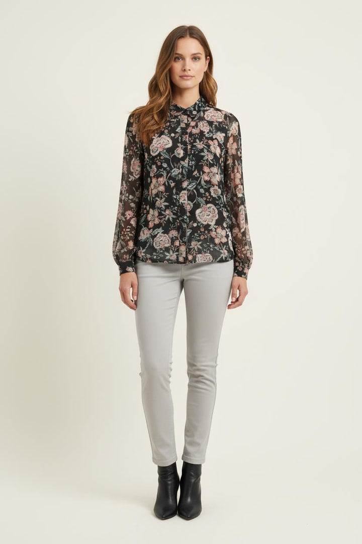 Blouse Noire et Fleurie - Taille XS/34 de la marque Louise Misha | PARAD75061 - Vendu par Paradigme - Image 1
