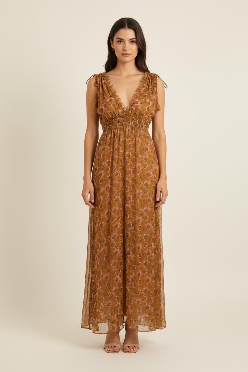 Robe Longue Orange et Rose - Taille XXS/32 de la marque Bérénice | PARAD75069 - Vendu par Paradigme - Image 1