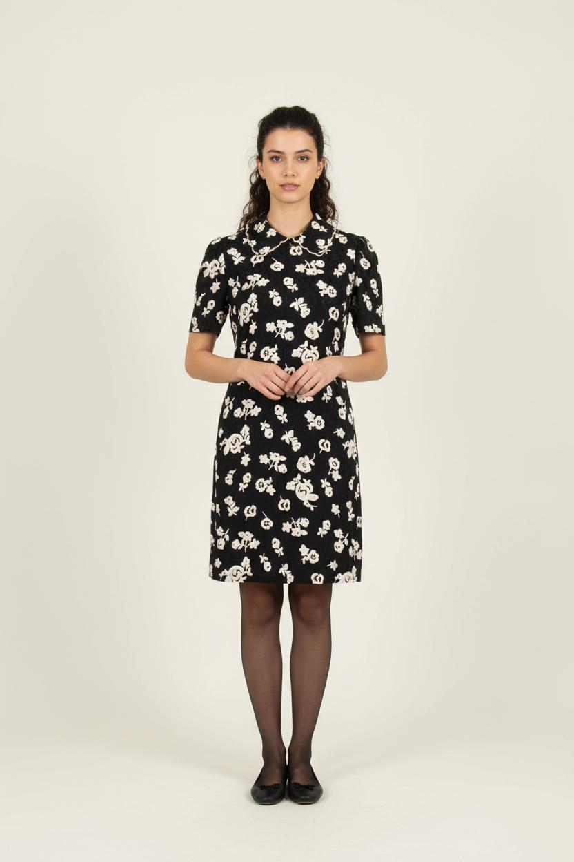 Robe Fleurie Noire et Blanche - Taille M/38 de la marque Rouje | PARAD75097 - Vendu par Paradigme - Image 1