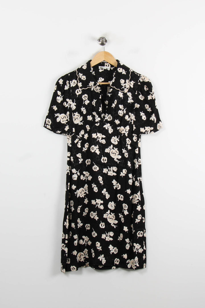 Robe Fleurie Noire et Blanche - Taille M/38 de la marque Rouje | PARAD75097 - Vendu par Paradigme - Image 2