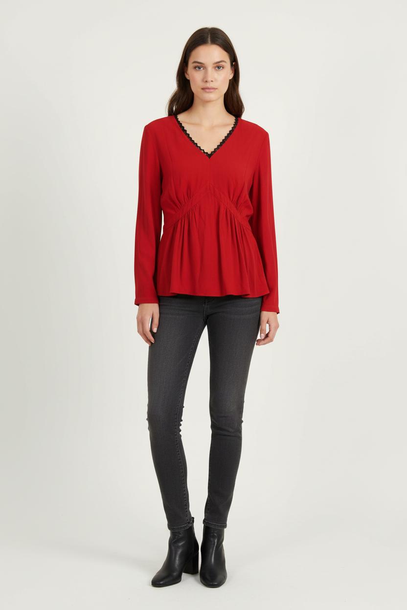 Blouse Rouge - Taille S/36 de la marque IKKS | PARAD75108 - Vendu par Paradigme - Image 1