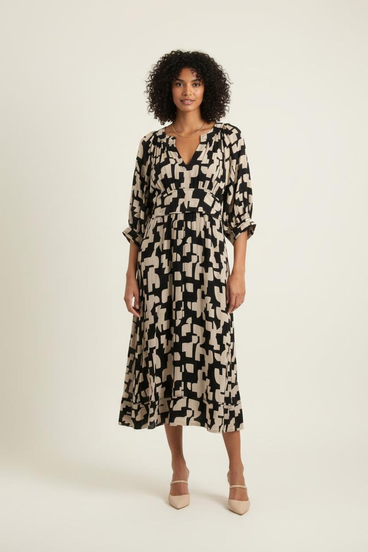 Robe Midi Noire et Beige - Taille M/38 de la marque ba&sh | PARAD75116 - Vendu par Paradigme - Image 1