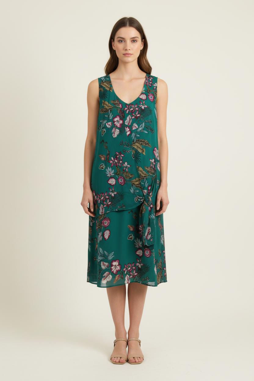 Robe Midi Verte à Fleurs - Taille S/36 de la marque IKKS | PARAD75121 - Vendu par Paradigme - Image 1