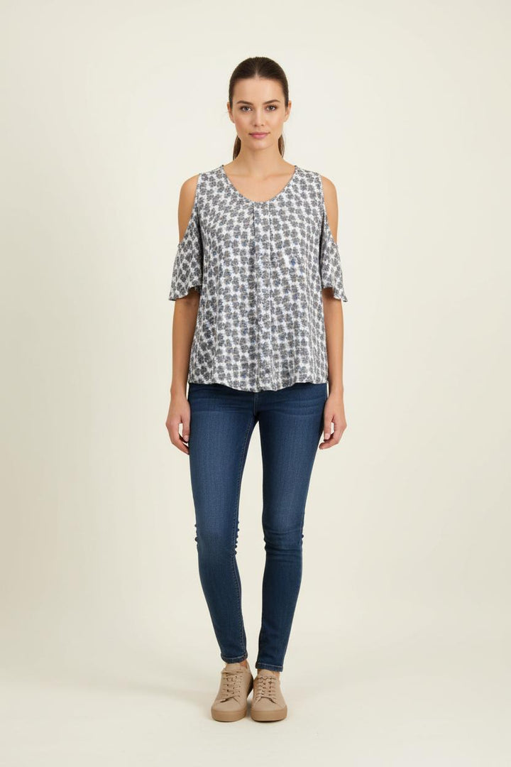 Blouse Blanche et Noire - Taille XL/42 de la marque La Fée Maraboutée | PARAD75126 - Vendu par Paradigme - Image 1