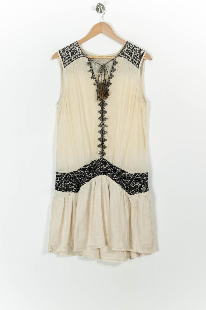 Robe Brodée Beige et Noire - Taille M/38 de la marque ba&sh | PARAD75135 - Vendu par Paradigme - Image 2