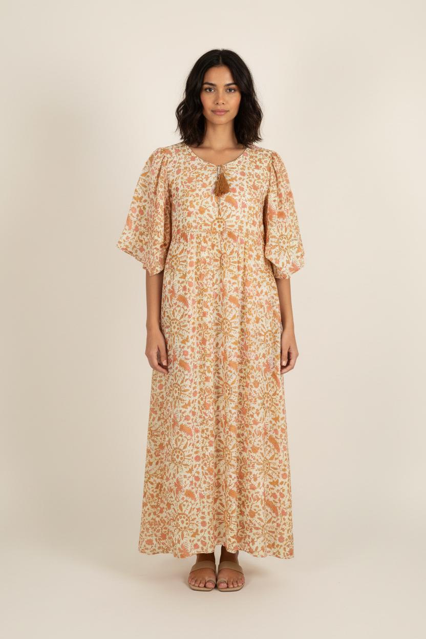 Robe Longue Beige et Orange - Taille XL/42 de la marque Louise Misha | PARAD75146 - Vendu par Paradigme - Image 1