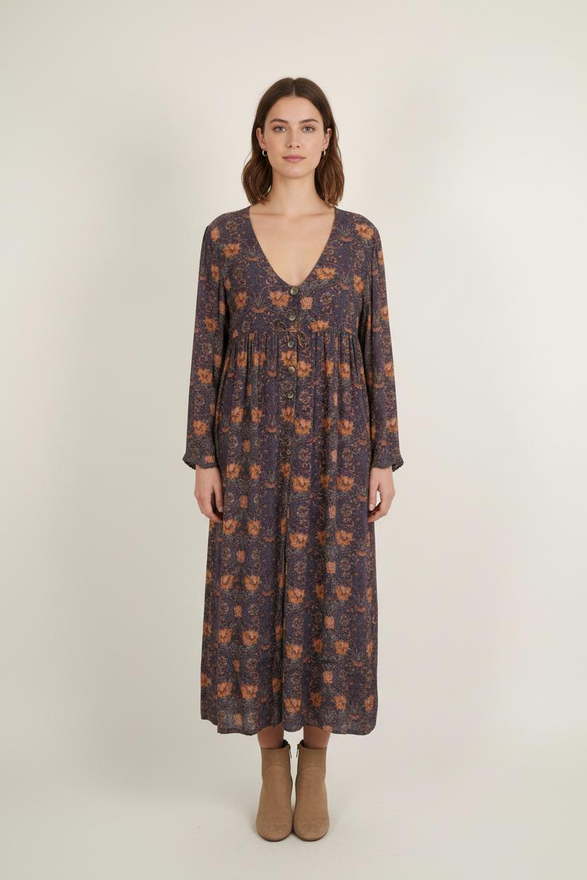 Robe Longue Violette et Orange - Taille XL/42 de la marque Louise Misha | PARAD75147 - Vendu par Paradigme - Image 1