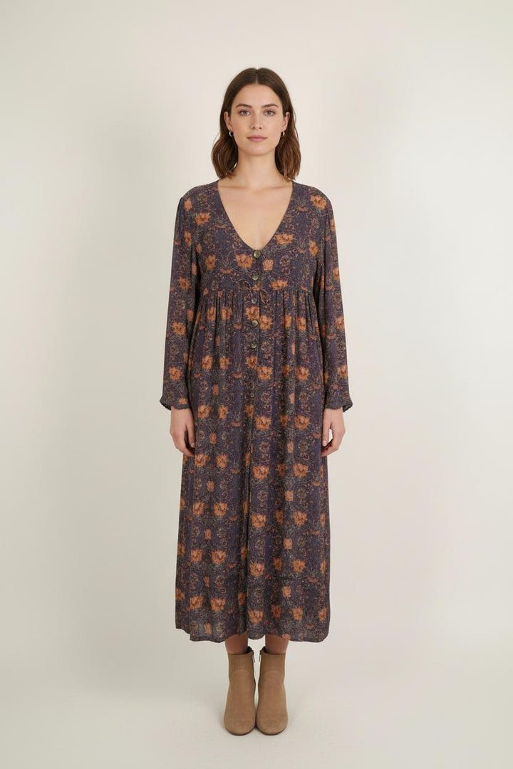 Robe Longue Violette et Orange - Taille XL/42 de la marque Louise Misha | PARAD75147 - Vendu par Paradigme - Image 1