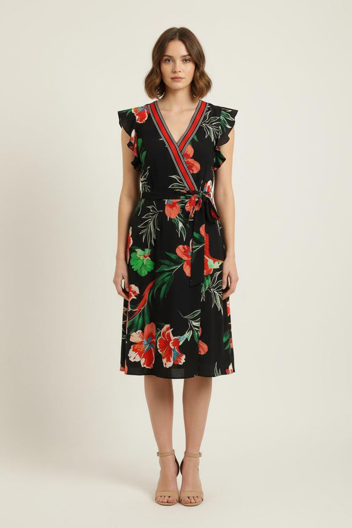 Robe Portefeuille Noire et Rouge - Taille M/38 de la marque Claudie Pierlot | PARAD75152 - Vendu par Paradigme - Image 1