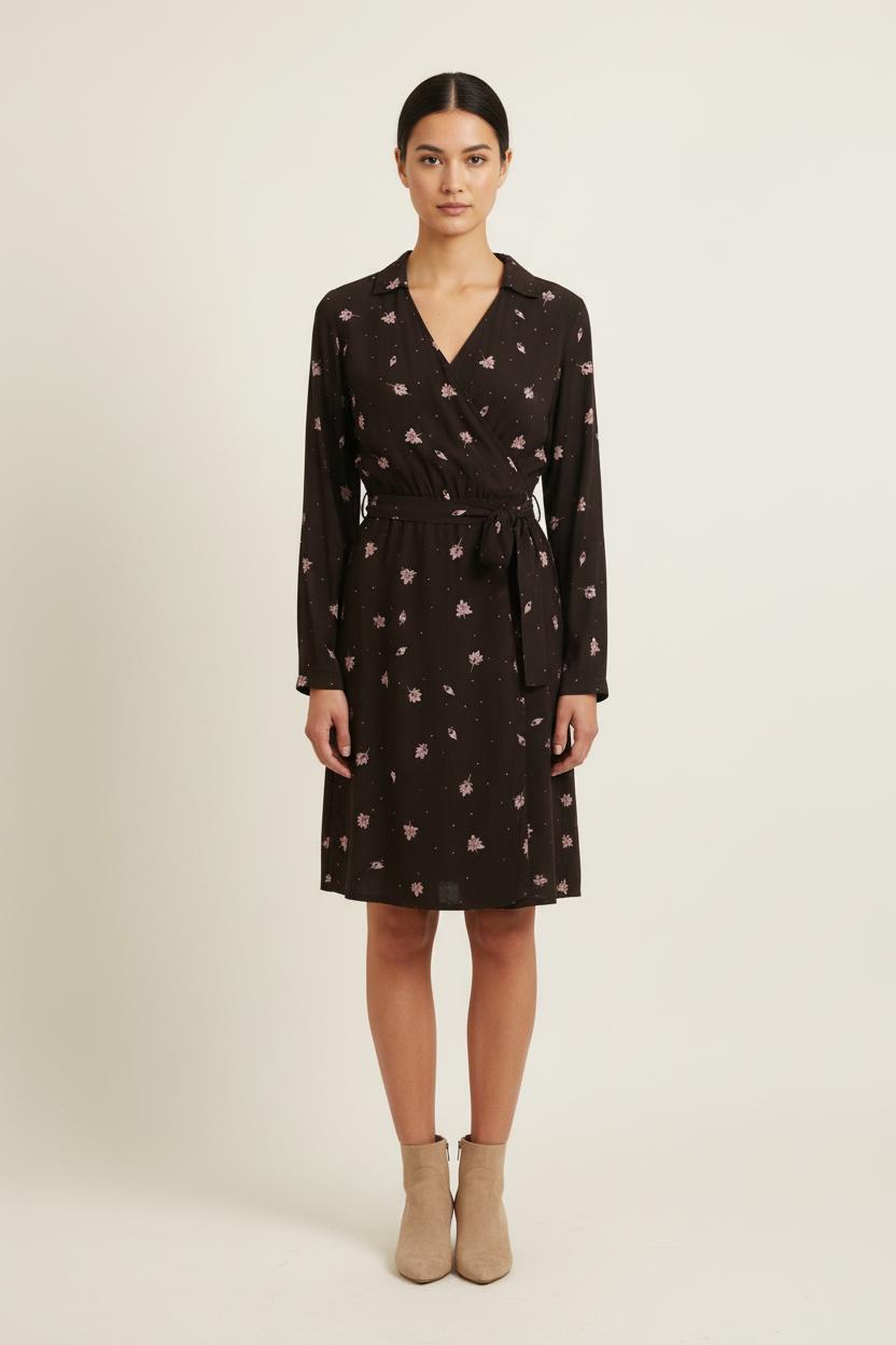 Robe Portefeuille Marron et Rose - Taille L/40 de la marque One Step | PARAD75156 - Vendu par Paradigme - Image 1