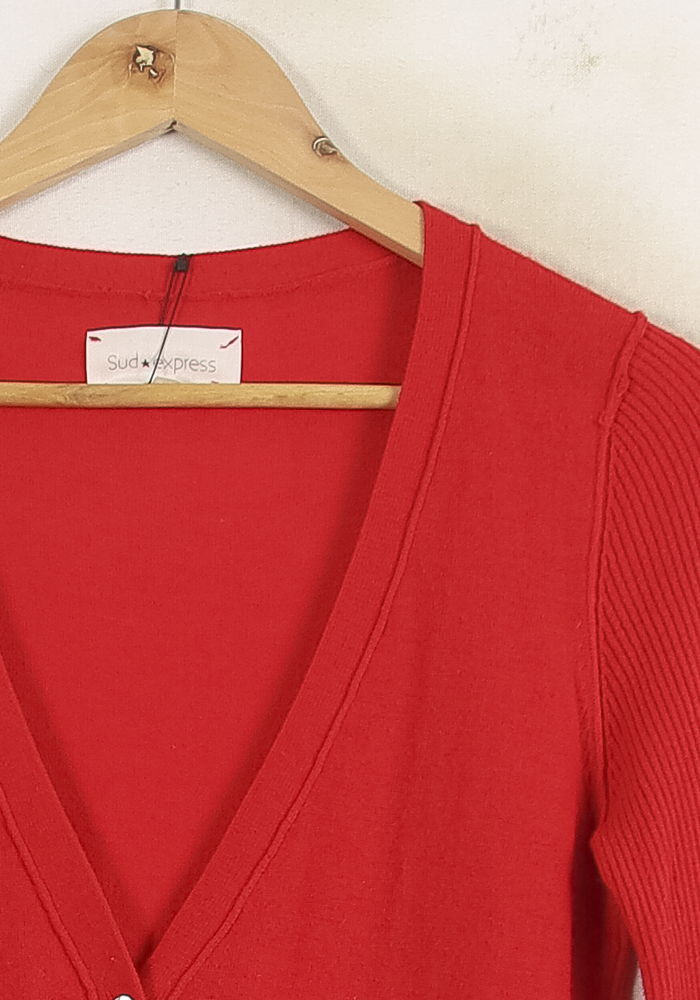 Cardigan Rouge - Taille S/36 de la marque Sud express | PARAD75160 - Vendu par Paradigme - Image 3