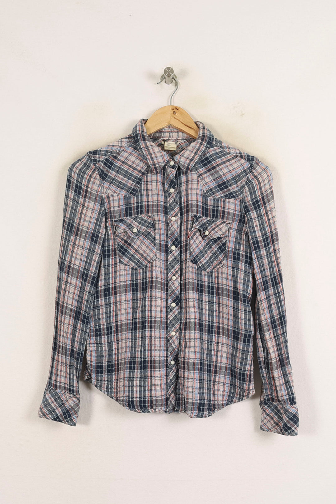 Chemise à Carreaux Bleue et Blanche - Taille M/38 de la marque Levi's | PARAD75163 - Vendu par Paradigme - Image 2