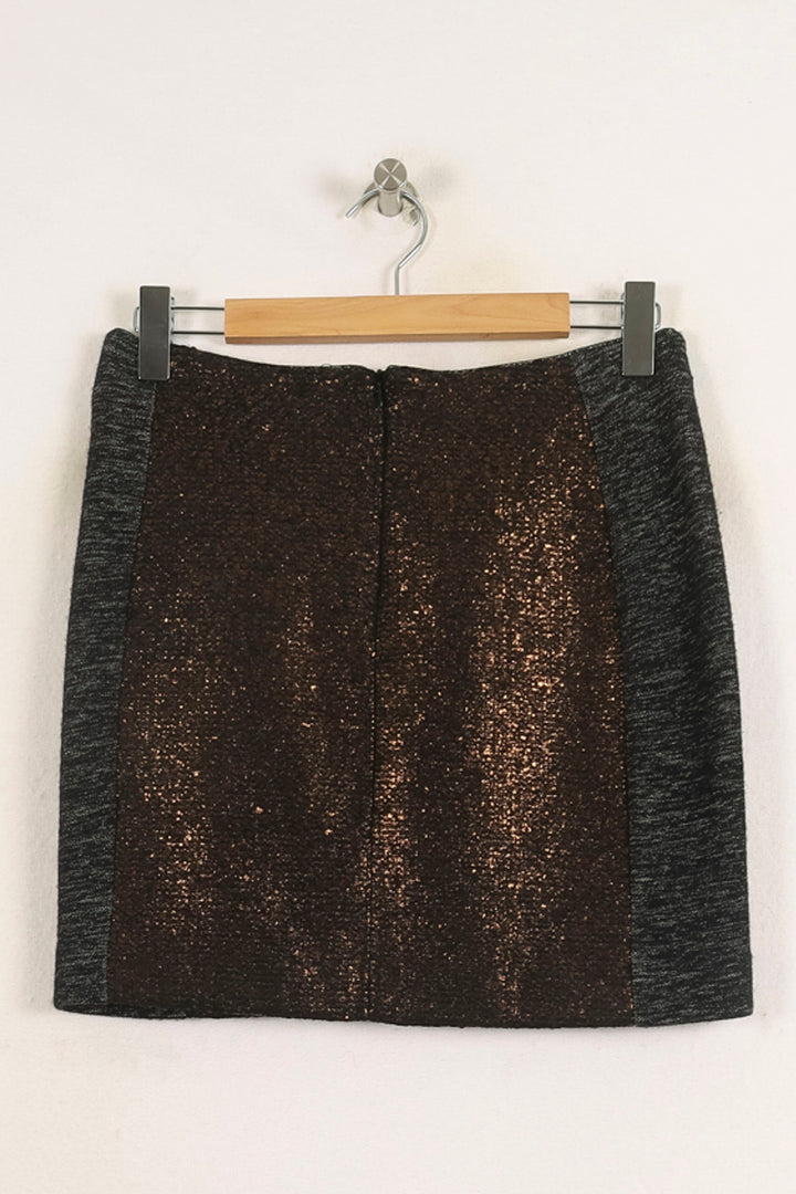 Jupe Courte Marron et Gris - Taille M/38 de la marque IKKS | PARAD75175 - Vendu par Paradigme - Image 4