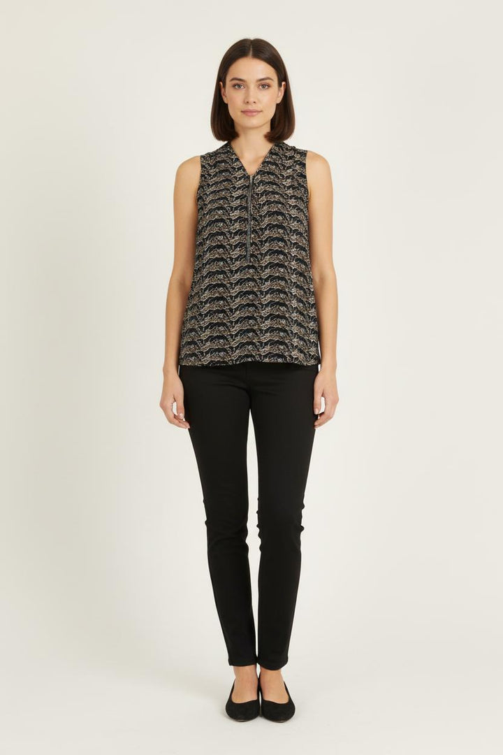 Blouse Sans Manches Marron et Noir - Taille XXS/32 de la marque The Kooples | PARAD75178 - Vendu par Paradigme - Image 1