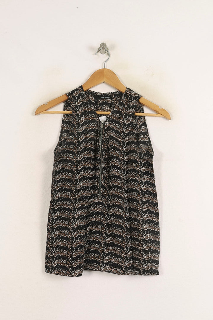 Blouse Sans Manches Marron et Noir - Taille XXS/32 de la marque The Kooples | PARAD75178 - Vendu par Paradigme - Image 2