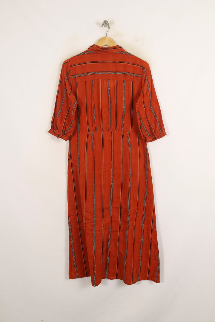 Robe Chemise Longue Orange et Noire - Taille S/36 de la marque ba&sh | PARAD75192 - Vendu par Paradigme - Image 4
