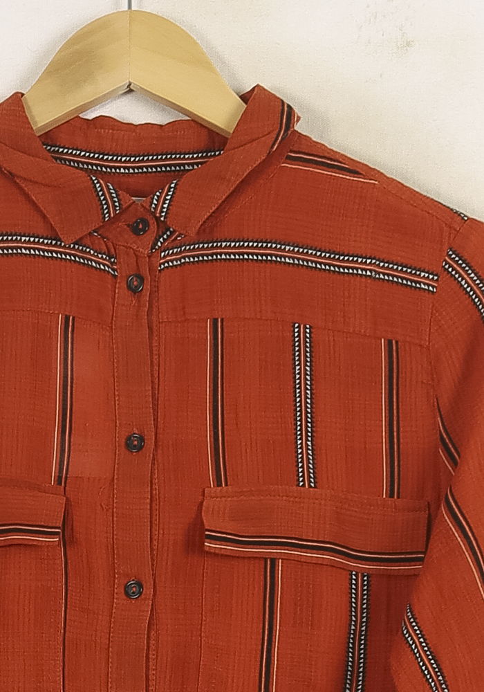 Robe Chemise Longue Orange et Noire - Taille S/36 de la marque ba&sh | PARAD75192 - Vendu par Paradigme - Image 3