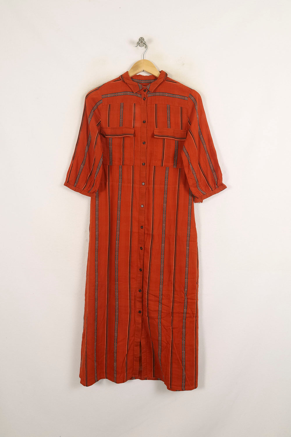 Robe Chemise Longue Orange et Noire - Taille S/36 de la marque ba&sh | PARAD75192 - Vendu par Paradigme - Image 2