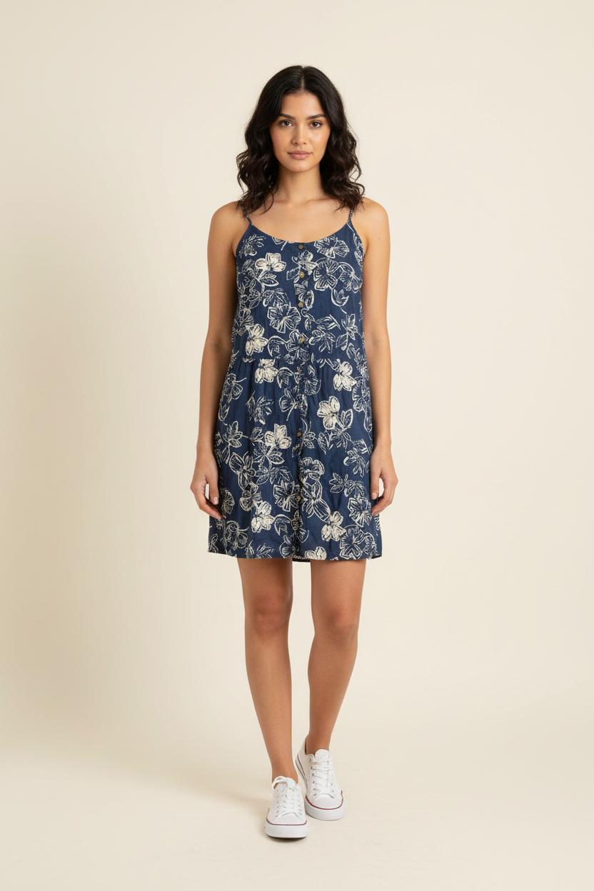 Robe Fleurie Bleue et Blanche - Taille M/38 de la marque I.Code | PARAD75206 - Vendu par Paradigme - Image 1