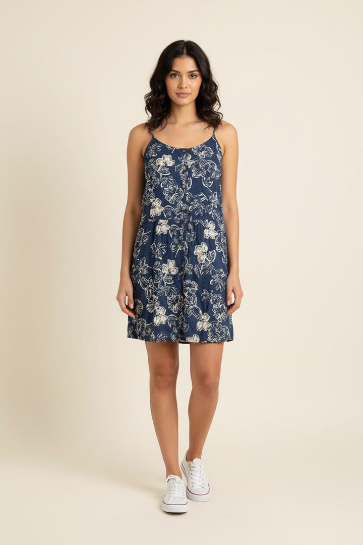 Robe Fleurie Bleue et Blanche - Taille M/38 de la marque I.Code | PARAD75206 - Vendu par Paradigme - Image 1