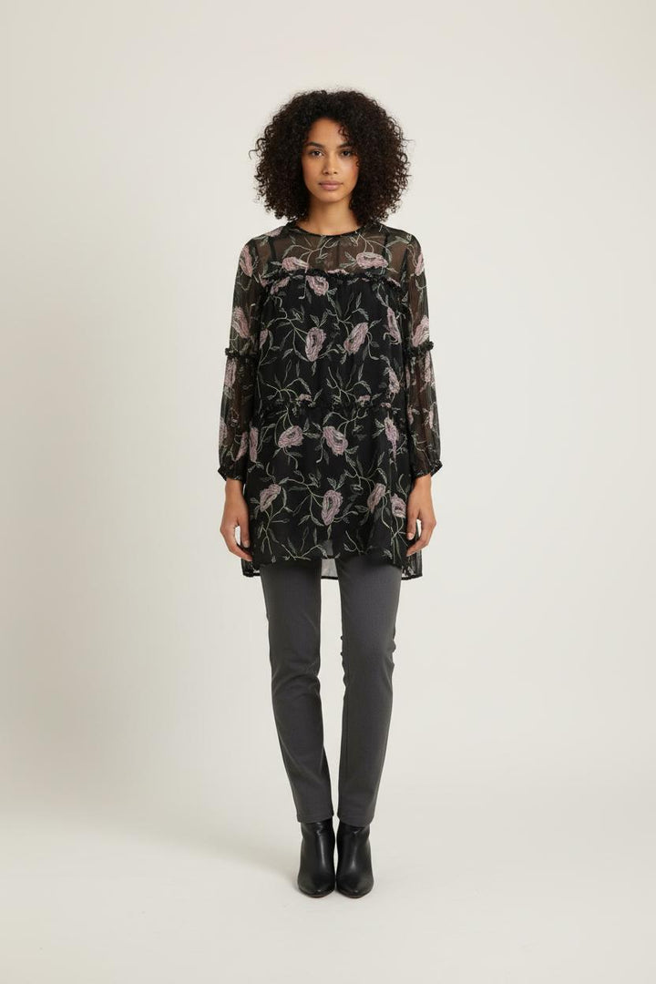 Blouse Noire et Rose - Taille S/36 de la marque Louise Misha | PARAD75221 - Vendu par Paradigme - Image 1