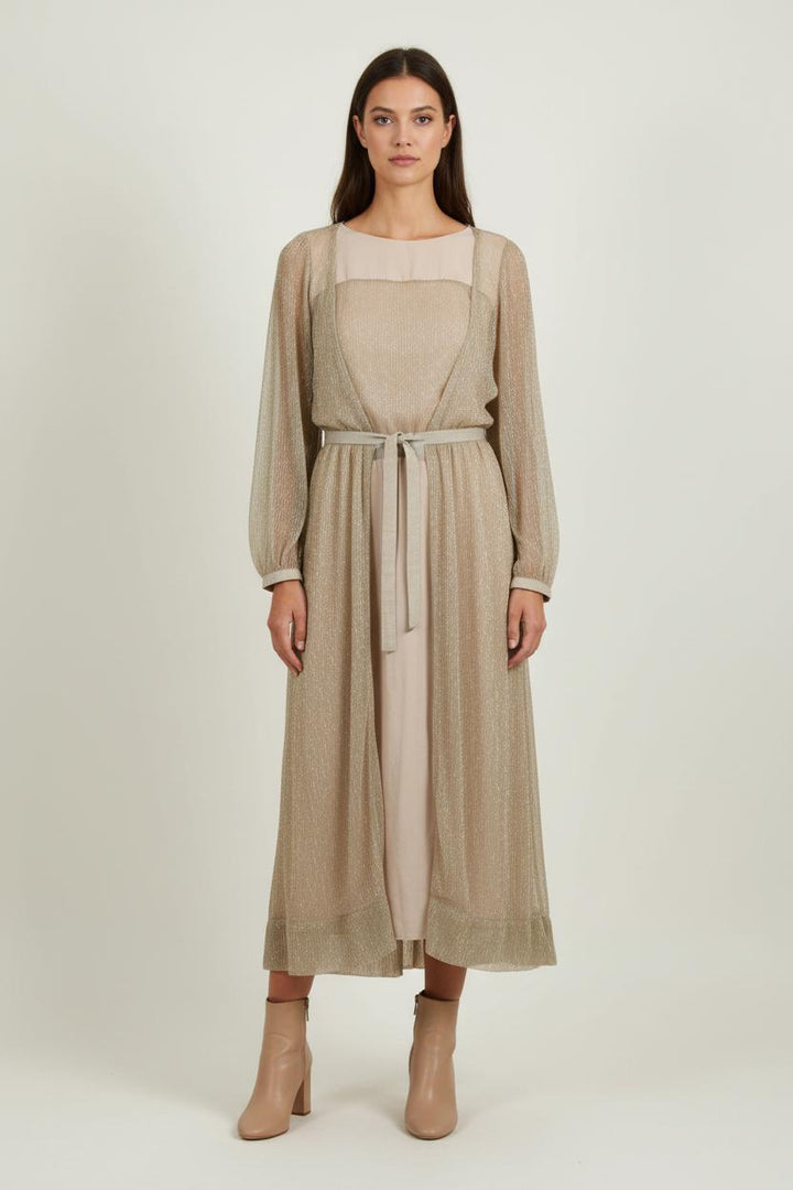 Robe Longue Beige et Dorée - Taille S/36 de la marque Louise Misha | PARAD75228 - Vendu par Paradigme - Image 1