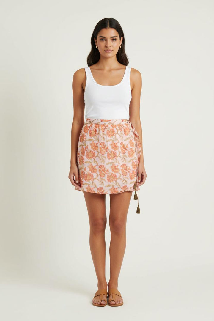 Jupe Imprimée Rose et Orange - Taille L/40 de la marque Louise Misha | PARAD75233 - Vendu par Paradigme - Image 1