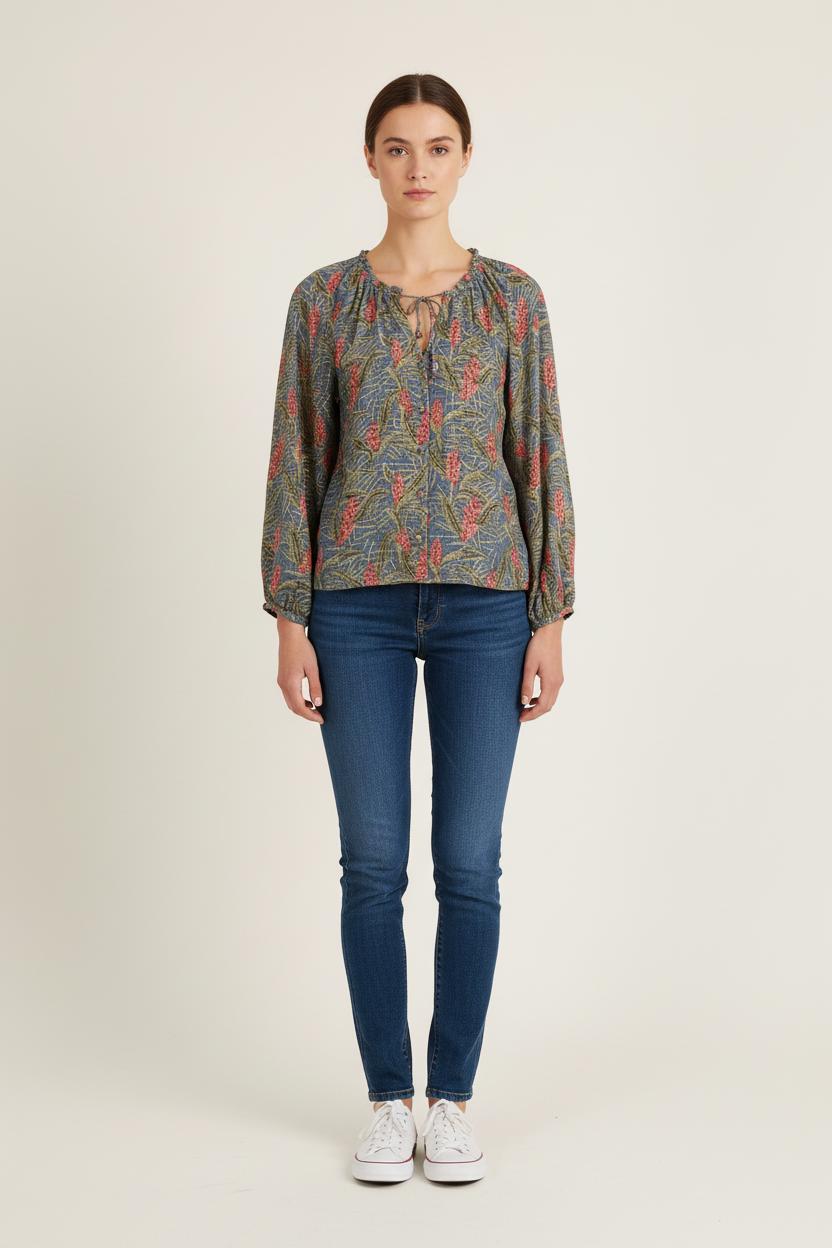 Blouse Bleue et Verte - Taille L/40 de la marque Louise Misha | PARAD75237 - Vendu par Paradigme - Image 1