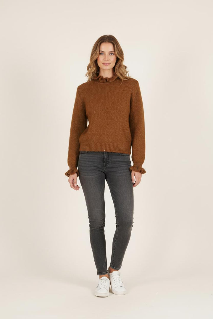 Pull Col Volant Marron - Taille S/36 de la marque Louise Misha | PARAD75256 - Vendu par Paradigme - Image 1