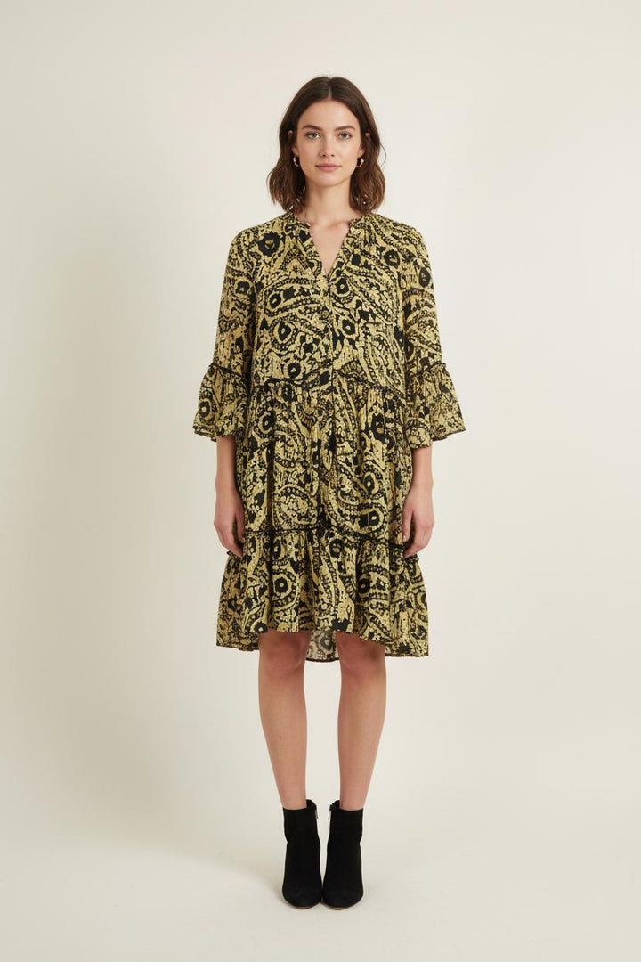 Robe Midi Jaune et Noire - Taille S/36 de la marque Sud express | PARAD75306 - Vendu par Paradigme - Image 1