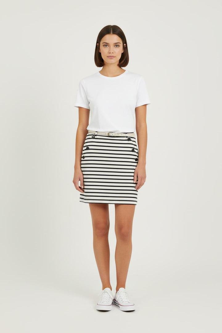Jupe Courte Rayée Noire et Blanche - Taille M/38 de la marque Des petits hauts | PARAD75344 - Vendu par Paradigme - Image 1