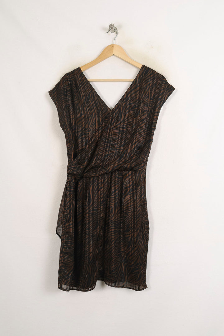 Robe Croisée Marron et Noir - Taille L/40 de la marque IKKS | PARAD75360 - Vendu par Paradigme - Image 4