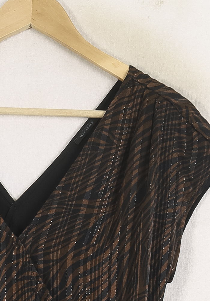 Robe Croisée Marron et Noir - Taille L/40 de la marque IKKS | PARAD75360 - Vendu par Paradigme - Image 3