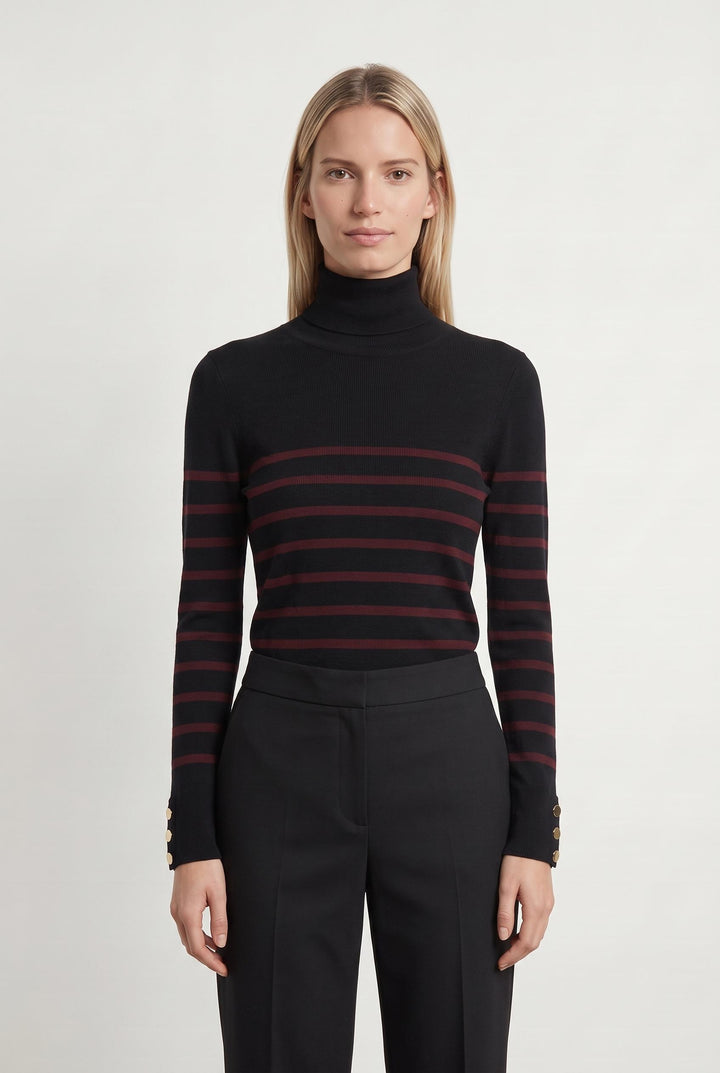 Pull Rayé Noir et Bordeaux - Taille S/36 de la marque Vanessa Bruno | PARAD75374 - Vendu par Paradigme - Image 1