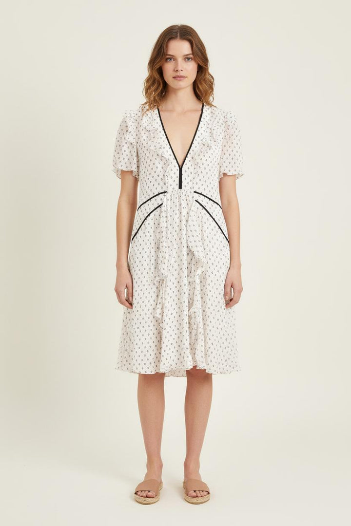 Robe Midi Blanche et Noire - Taille S/36 de la marque Maje | PARAD75376 - Vendu par Paradigme - Image 1